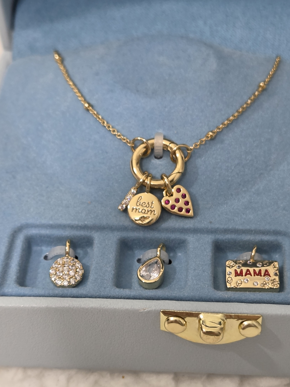 14k Gold Plate 'Best Mom' Heart Charm Necklace